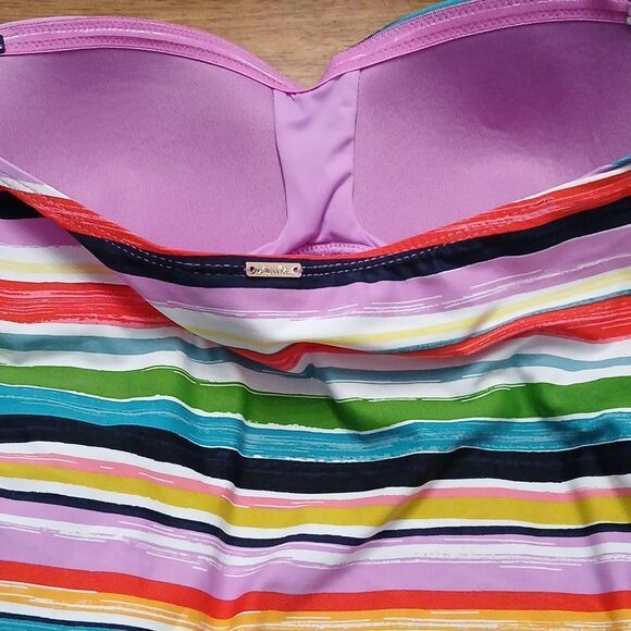 Anne Cole halter tankini swimsuit top  skirt multicolor stripe set Sz M/L NWOT - Picture 9 of 10